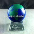 Paperweight de cristal azul de alta qualidade do globo com base OSM027